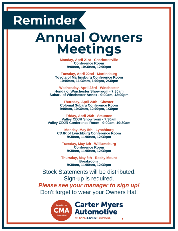 📣 It’s Almost Time… CMA Owner’s Meetings Are Just Around the Corner! 🎉